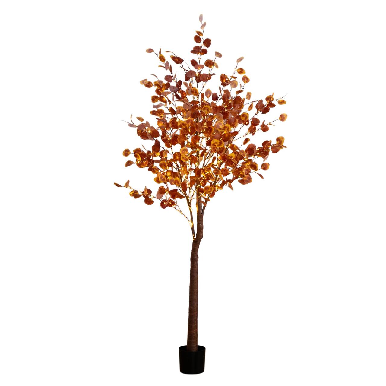 7ft. Pre-Lit Grand Autumn Eucalyptus Artificial Fall Tree with 420 Warm White LED Lights